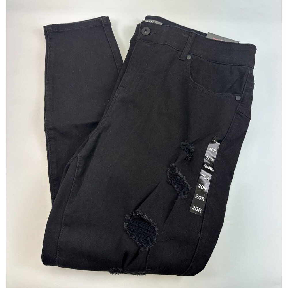 Torrid Bombshell Skinny Black Jeans Premium Stretch High Rise Destructed NWT 20R - Picture 2 of 14